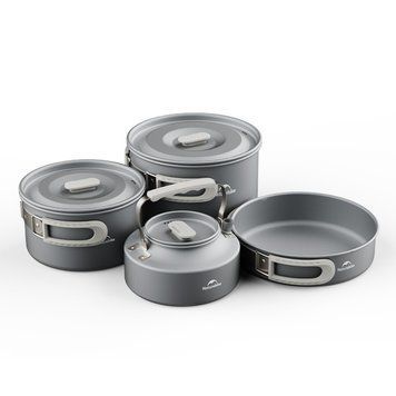 Набір посуду (2 каструлі, чайник, сковорідка) Naturehike CNK2450CF010, алюміній 3612 фото
