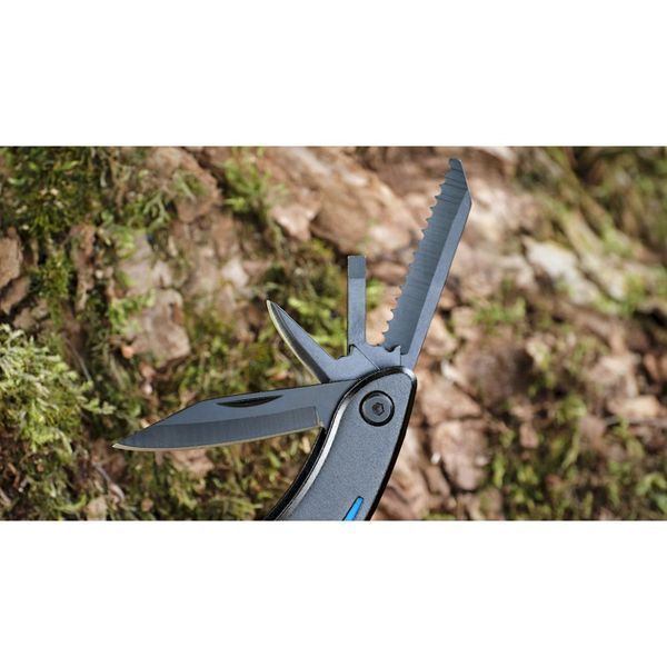 Мультитул Ganzo G109, (16.5 см) 10 функцій, чорний з блакитним + чохол 3955 фото