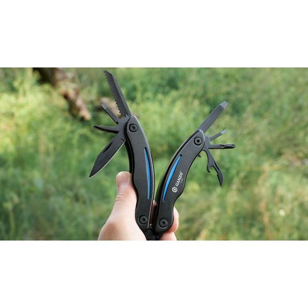 Мультитул Ganzo G109, (16.5 см) 10 функцій, чорний з блакитним + чохол 3955 фото