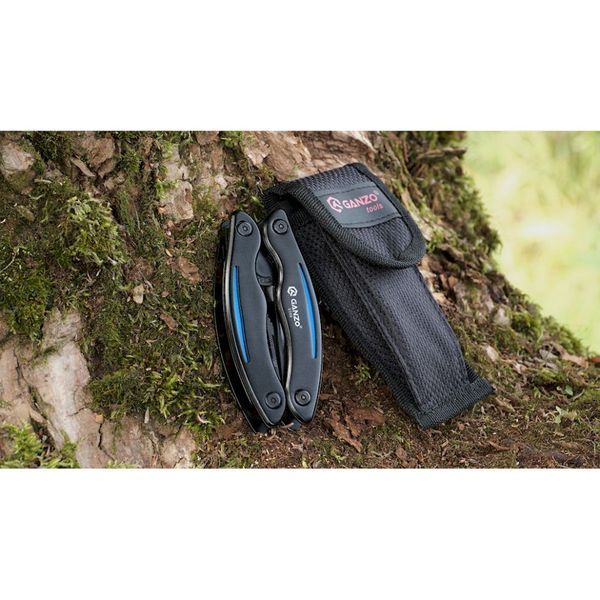 Мультитул Ganzo G109, (16.5 см) 10 функцій, чорний з блакитним + чохол 3955 фото