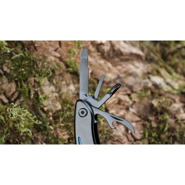 Мультитул Ganzo G109, (16.5 см) 10 функцій, чорний з блакитним + чохол 3955 фото