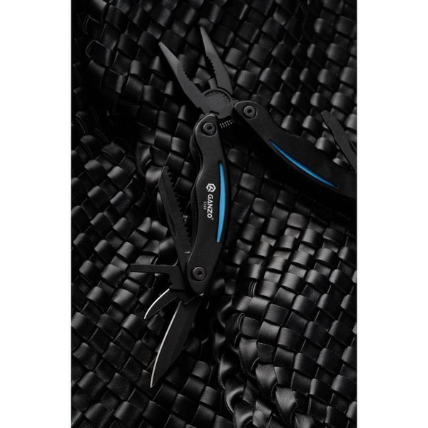 Мультитул Ganzo G109, (16.5 см) 10 функцій, чорний з блакитним + чохол 3955 фото