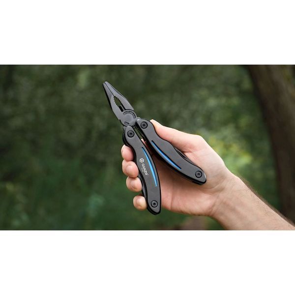 Мультитул Ganzo G109, (16.5 см) 10 функцій, чорний з блакитним + чохол 3955 фото